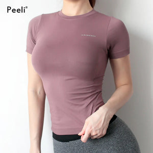 Peeli Women's Seamless Yoga Top | Short Sleeve Gym Shirt