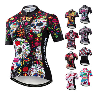 Weimostar Skull Cycling Jersey - Women's Short Sleeve MTB & Road