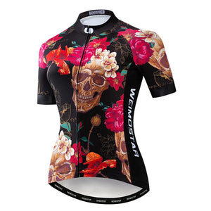 Weimostar Skull Cycling Jersey - Women's Short Sleeve MTB & Road