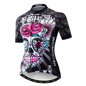 Weimostar Skull Cycling Jersey - Women's Short Sleeve MTB & Road