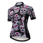 Cargar imagen en el visor de la galería, Weimostar Skull Cycling Jersey - Women&#39;s Short Sleeve MTB &amp; Road
