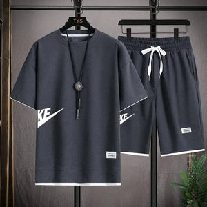 Korean Men's Sportswear Set | Short-Sleeved T-shirt & Shorts