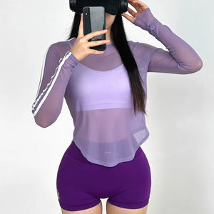 Cloud Hide Sexy Ladies Sports Shirt | Fitness Yoga Top Long Sleeve