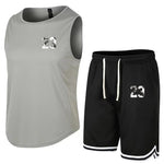 Carica l&#39;immagine nel visualizzatore di Gallery, Summer Sleeveless T-Shirt Set | Men&#39;s Quick Dry Tank Top + Shorts
