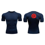 Cargar imagen en el visor de la galería, Anime Men&#39;s Compression T-Shirt | Dark Blue Running Gym Top
