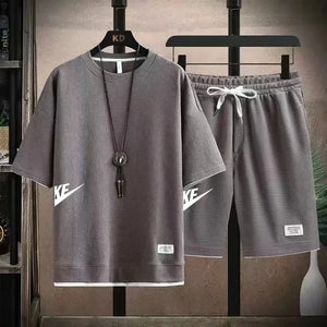 Korean Men's Sportswear Set | Short-Sleeved T-shirt & Shorts