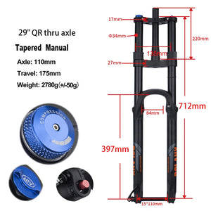 BOLANY MTB Thru Axle Boost Suspension Fork 175mm Travel