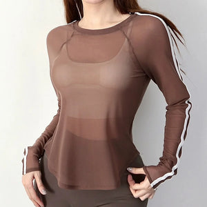 Cloud Hide Sexy Ladies Sports Shirt | Fitness Yoga Top Long Sleeve