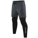 Carica l&#39;immagine nel visualizzatore di Gallery, Men&#39;s 2-in-1 Run Trousers Double Layer Tight Training Pants
