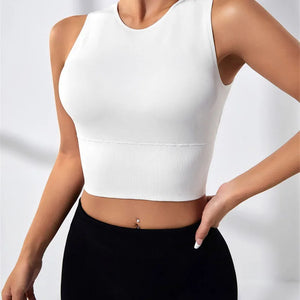 Women’s White Yoga Vest | Backless Gym Tank Top Sleeveless