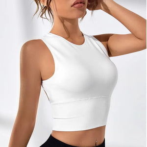 Women’s White Yoga Vest | Backless Gym Tank Top Sleeveless