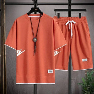 Korean Men's Sportswear Set | Short-Sleeved T-shirt & Shorts