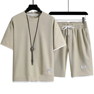 Retro Sportswear Set | Ice Silk T-shirt & Shorts