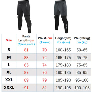 Men's 2-in-1 Run Trousers Double Layer Tight Training Pants