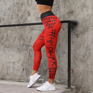 Letter Printed High Waisted Yoga Pants Women Gym