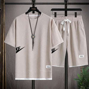 Korean Men's Sportswear Set | Short-Sleeved T-shirt & Shorts