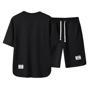 Retro Sportswear Set | Ice Silk T-shirt & Shorts